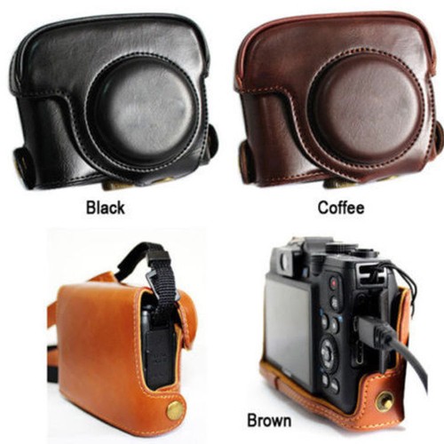 Leather camera case bag - leather,
